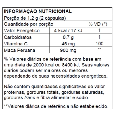 MACA PERUANA COM VITAMINA C 60 CAPSULAS NEW MILLEN 