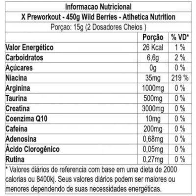 X PRE WORKOUT 450G ATLHETICA FRUTAS VERMELHAS