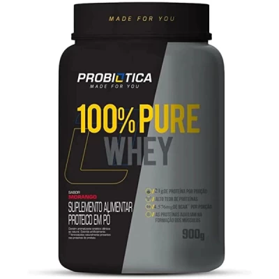 100% PURE WHEY 900G MORANGO PROBIOTICA POTE 