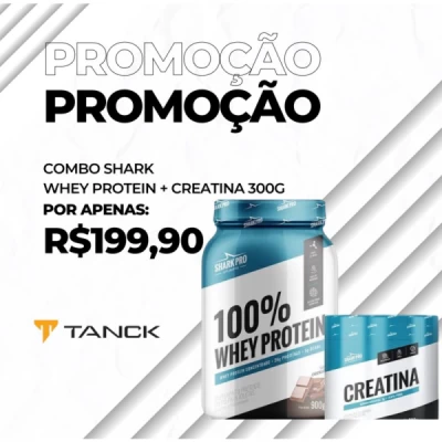 COMBO 1 WHEY 900G SHARK + 1 CREATINA 300G SHARK