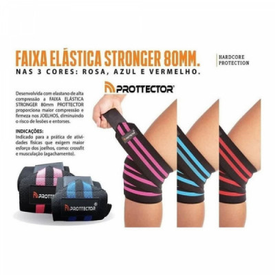 FAIXA ELASTICA 80MM STRONGER JOELHO PROTTECTOR AZUL