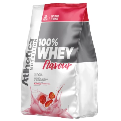 100% WHEY FLAVOUR MORANGO REFIL ATLHETICA 900G 