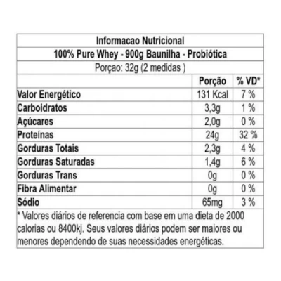 100% PURE WHEY 900G BAUNILHA PROBIOTICA POTE