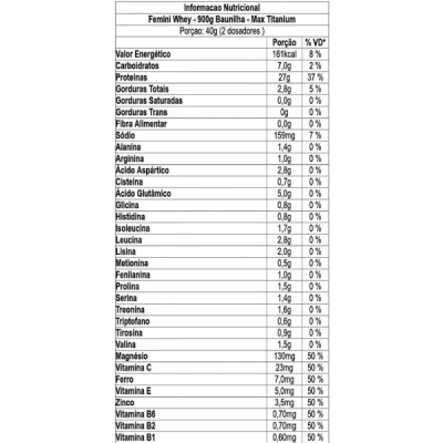 FEMINI WHEY 900G MAX TITANIUM BAUNILHA 