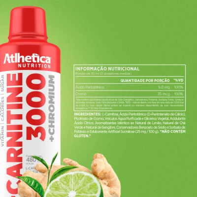 L CARNITINA 3000 ATLHETICA 480ML LIMÃO 