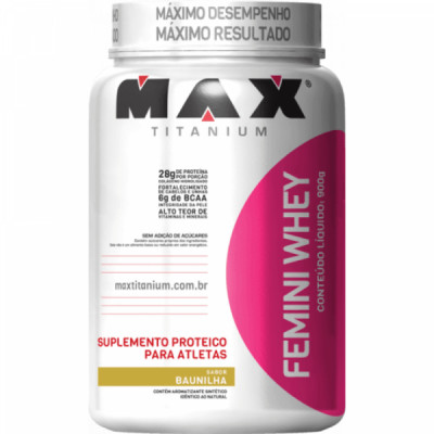 FEMINI WHEY 900G MAX TITANIUM BAUNILHA 