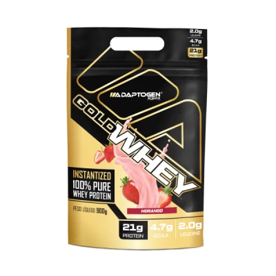 REFIL GOLD WHEY MORANGO 900G ADAPTOGEM